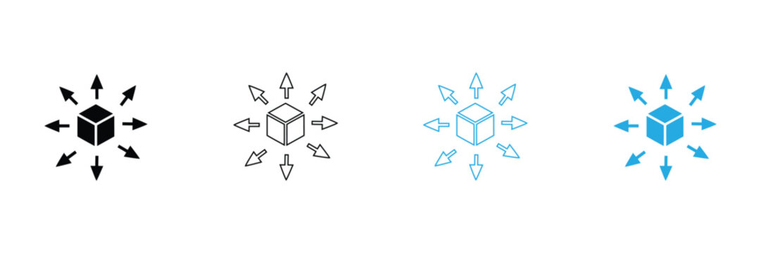 Discover the power of distribution with these icons representing scalability, delivery, and global expansion. Perfect for business and tech ventures. Modern and impactful.