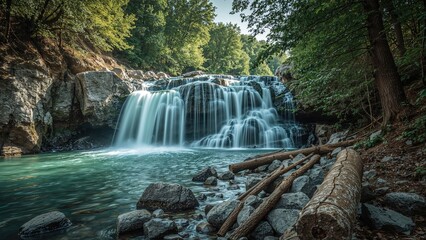 Obraz premium Waterfall on the river with stones