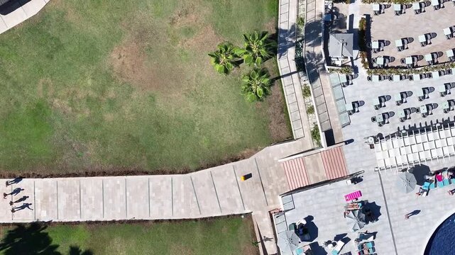 Summer Season in the Antalya Beach Drone Video, Mediterranean and Aegean Summer Holiday Beaches, Belek Antalya, Turkiye (Turkey) 