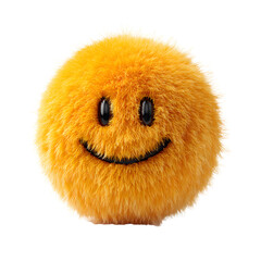 Fuzzy Smiling Emoji Face on Clean White Background for Graphic Designs