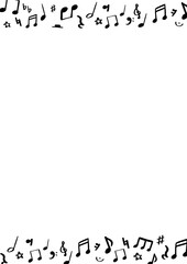 手描きの音符と音楽記号の背景フレーム