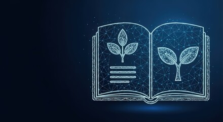 Fototapeta premium Digital book showing plant growth and knowledge