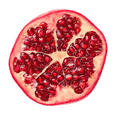 Vibrant Pomegranate Half Cross Section with Organized Seeds Close Up