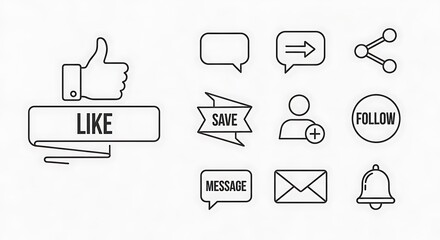 Social Media Icons - Like, Comment, Share, and More.