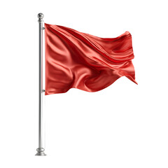 Dynamic 3D Rendering of Red Waving Flag on Metal Pole