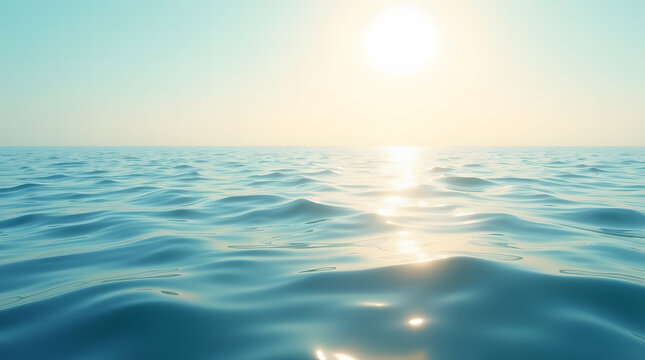 Tranquil Ocean Horizon with Sun Glow