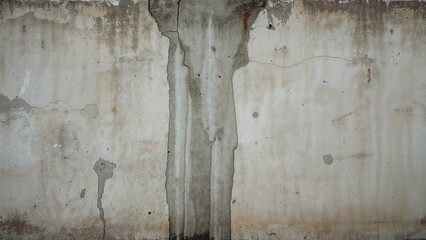 Concrete wall with water leakage and cracks