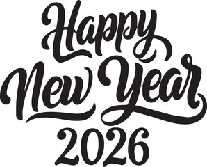 Happy new year 2026 elegant calligraphy text design