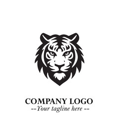 Head of Tiger Logo Symbol in Black on the White Background with Bold and Minimalist Style