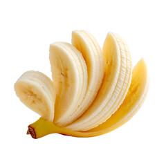 Freshly Sliced Banana Close-up Studio Shot with Peeled Background