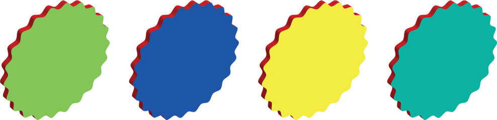 Vivid Circle Shape Vector Elements with Abstract Zigzag Patterns – Trendy Colorful Design Set for Minimalist and Artistic Compositions