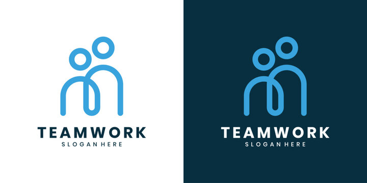 Teamwork logo design with two people icon