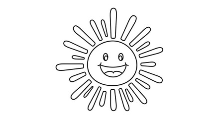 Smiling Sun Cartoon Illustration - A Cheerful Ray of Sunshine.