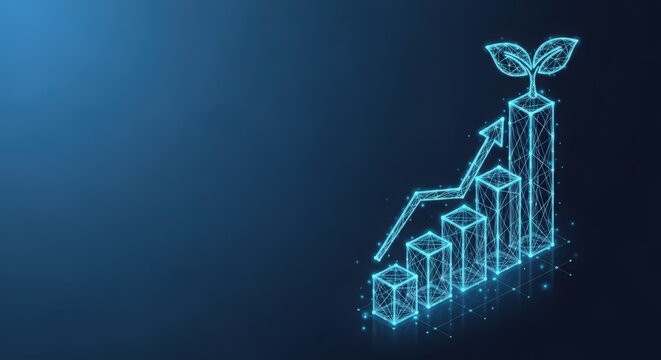 Growing business graph with upward trend arrow