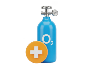 Oxygen tank with plus sign showing health and safety, ideal for healthcare designs