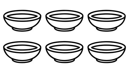 Fototapeta premium Vector art of Six bowls filled with liquid arranged in two rows