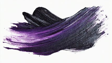 black purple paint brush strokes in watercolor isolated