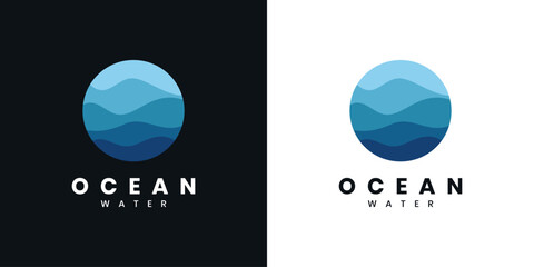 Ocean logo design. Blue water in a circle.