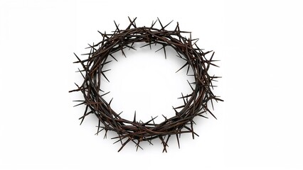 Fototapeta premium An isometric top view of a crown made of thorny branches, symbolizing Christ's crucifixion.