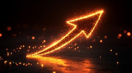 Rising Glowing Arrow of Golden Sparks Illustrating Growth, Success, and Improvement