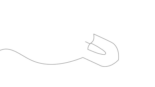 Continuous Single Line Animation of shovel, Minimalist Monoline Illustration of Gardening and Construction Tools, Simple Vector for Farm, Work and Outdoor Equipment Design
