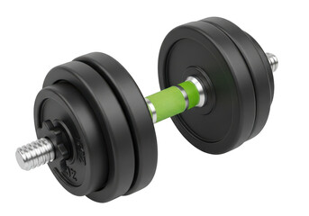 Professional adjustable dumbbell with vibrant green grip for effective home workouts and gym sessions