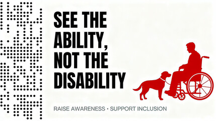 The silhouette of wheelchair users and guide dogs represents Disability Day, awareness and tolerance, and is suitable for social advocacy and public welfare promotion scenarios.
