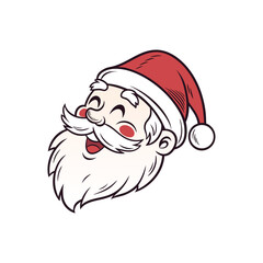 Happy santa claus face with red hat and white beard