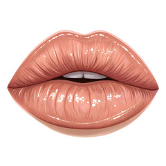 Detailed illustration of human lips isolated on white background, showing shape and structure for medical, cosmetic,