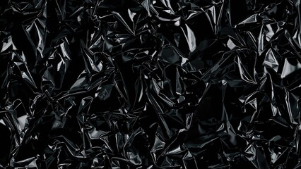 Wrinkled Black Plastic Wrap Surface Texture