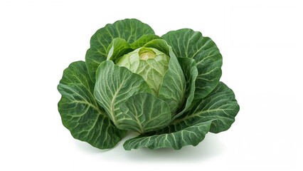 Fototapeta premium Large, vibrant green leaves on a cabbage, wholesome, fresh food, dietary vegetarianism, salad component that is organic, vector flat icon