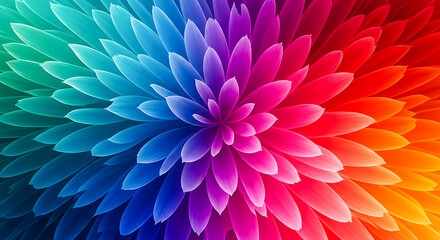 Obraz premium Abstract radial flower pattern in rainbow gradient