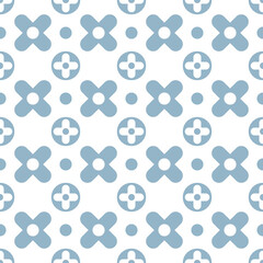 Seamless Geometric Floral Pattern in Blue and White