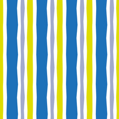 Seamless Irregular Stripes Pattern in Blue, Yellow, Lilac