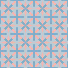 Floral Geometric Pattern in Pink and Blue