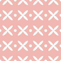 Geometric Floral Pattern in White and Pink