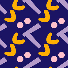 Abstract Geometric Shapes Pattern on Dark Blue