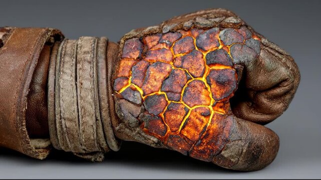 Fiery Glowing Lava Gauntlet of a Fantasy Warrior.