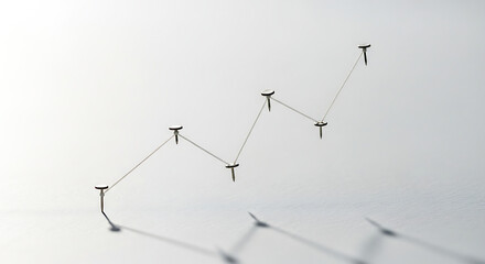 Pushpins and String Form Upward Trend Graph chart progress