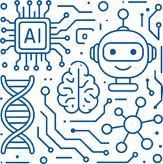 Futuristic Science Doodle Vector Concept Illustration Set