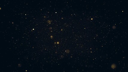 Abstract Gold Light Particles Background/ Animation of an abstract background with floating gold particles inside fluid space in slow motion mode with ambient occlusion and depth of field blur - Powered by Adobe