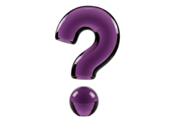 Isolated ornate purple glass question mark punctuation mysterious interrogative concept