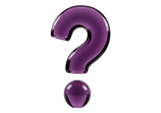 Isolated ornate purple glass question mark punctuation mysterious interrogative concept