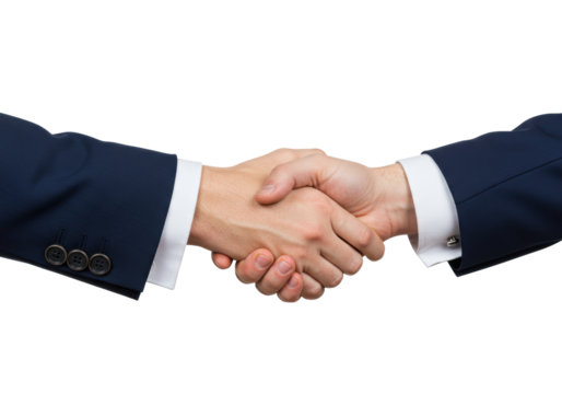 Isolated handshake between two businessmen, closing a deal, successful transaction agreement