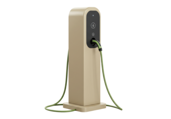 Isolated electric vehicle charging station with cord for transportation energy resource