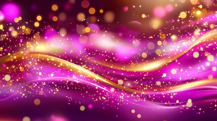 Plakat An abstract background with softly glowing lights in shades of pink, gold, red, and purple, creating a dreamy and festive atmosphere that evokes the warmth and magic of a winter night.