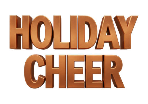 Isolated festive holiday cheer text blocky metal effect for winter seasonal party promotion
