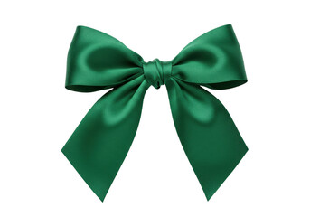 Isolated shiny emerald green satin bow perfect for wrapping presents or gifts or decorations
