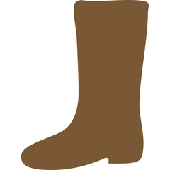 Brown Rubber Boot Silhouette Isolated on White Background Symbolizing Outdoor Activity and Protection