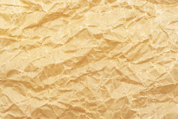 Texture of old crumpled parchment paper. Recycled paper. Kraft packaging material background